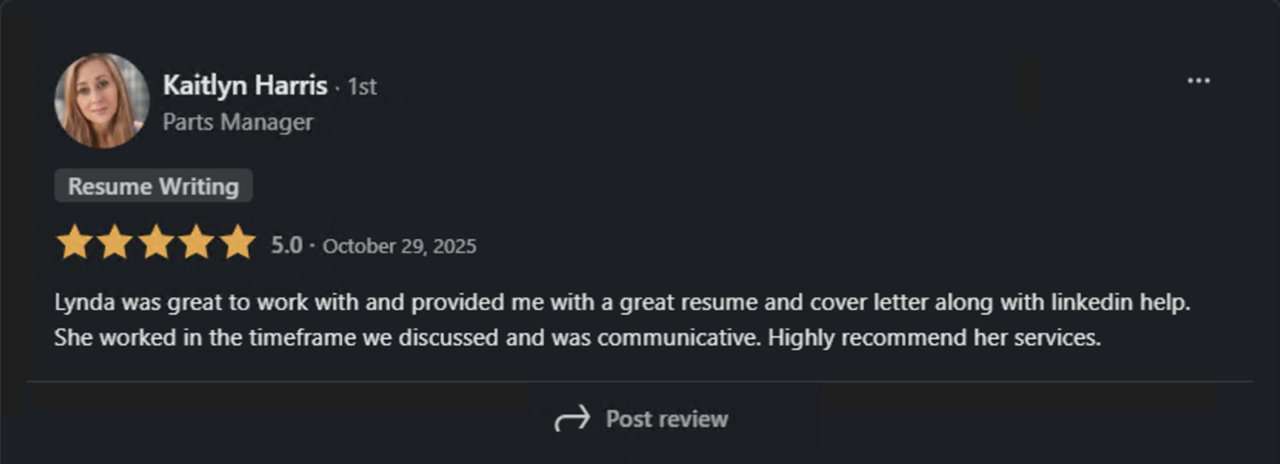 LinkedIn review of Lhurd Resume