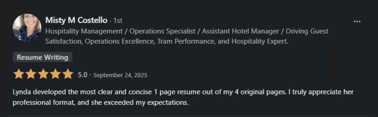 LinkedIn review of Lhurd Resume