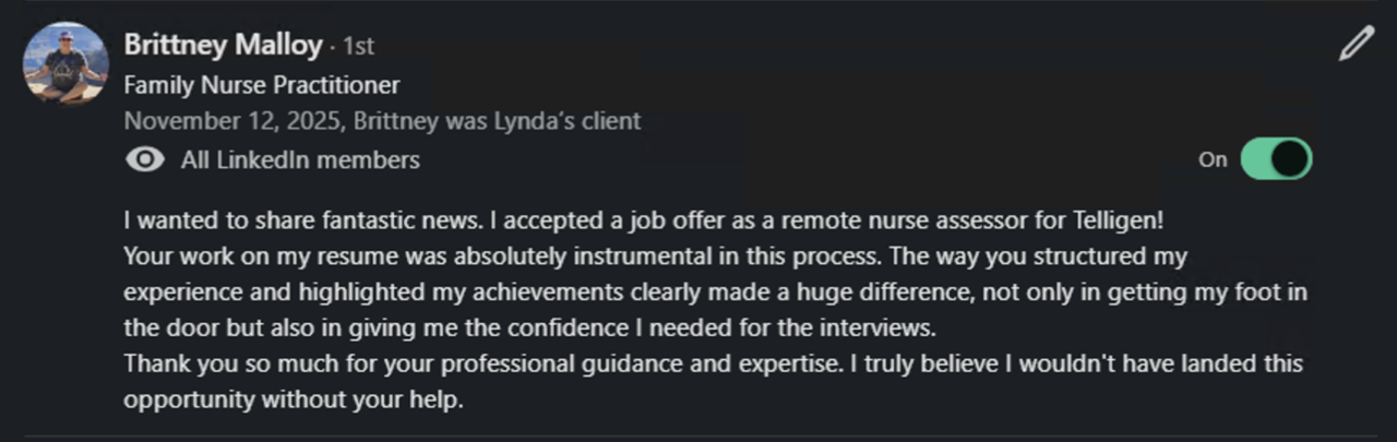 LinkedIn recommendation for Lynda Hurd