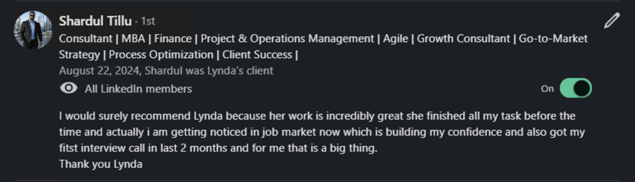 LinkedIn recommendation for Lynda Hurd